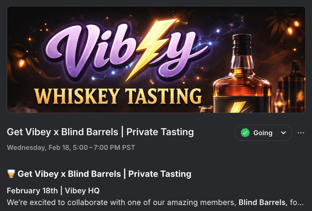 Vibey Whiskey Tasting event